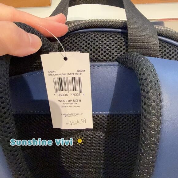 NWT Coach West Backpack In Colorblock Signature Canvas CAX44 Deep Blue - Picture 3 of 9